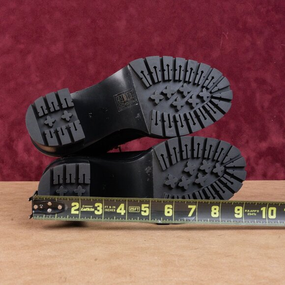 Tory Burch Women Black Leather Miller Lace up Dress Lug Sole Boots size 7 - Picture 5 of 9